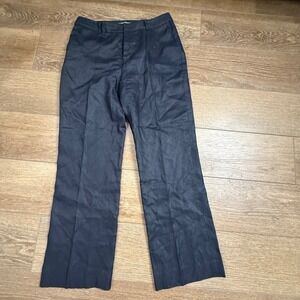 Lauren Ralph Lauren Women's PETITE 100% Linen Wide Leg Pants 10P, Black, Lined